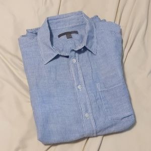 Short sleeve linen blend shirt